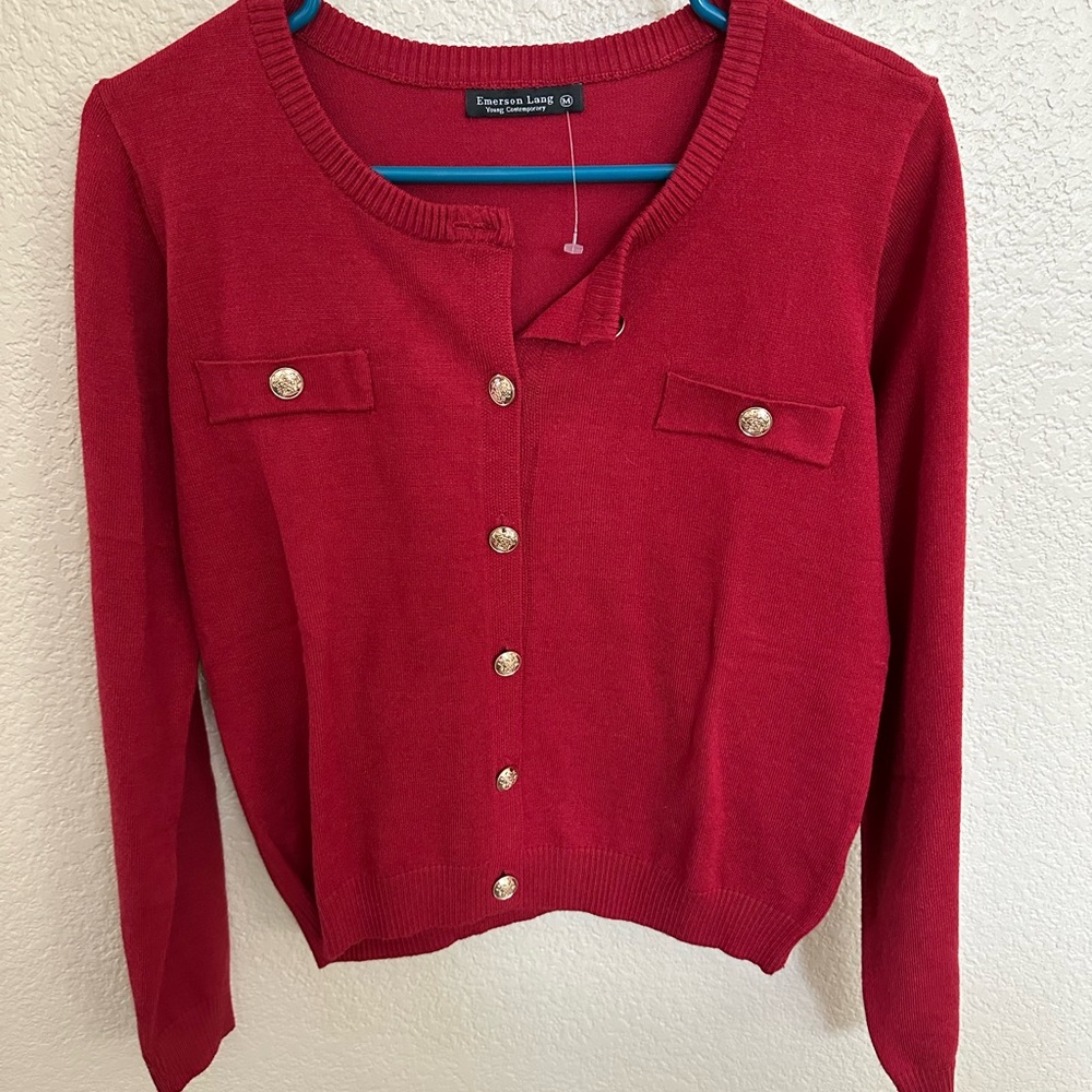 Emerson Lang Vibrant Red Knit Top
